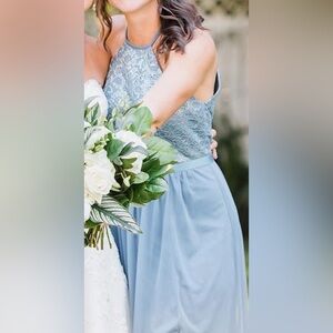 David's Bridal Dusty Blue MOH dress